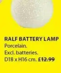 JYSK Ralf Battery Lamp offer