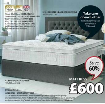 JYSK Gold S120 Spring Mattress offer