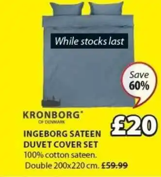 JYSK Ingeborg Sateen Duvet Cover Set Kronborg offer