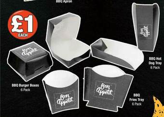 BBQ Burger Boxes 6 Pack, BBQ Fries Tray 6 Pack Or BBQ Hot Dog Tray 6 Pack