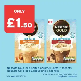 Nescafe Gold Iced Salted Caramel Latte 7 Sachets Or Nescafe Gold Iced Cappuccino 7 Sachets