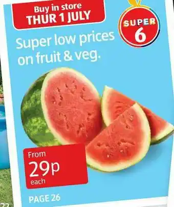 Aldi Super Low Prices On Fruit & Veg. offer