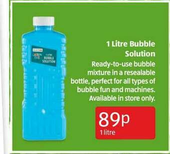 Aldi 1 Litre Bubble Solution offer