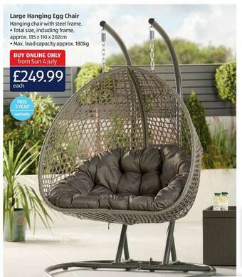 Aldi Large Hanging Egg Chair offer