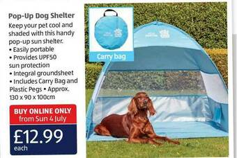 Aldi Pop-Up Dog Shelter offer