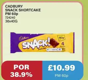 Bestway Cadbury Snack Shortcake Pm 60p offer