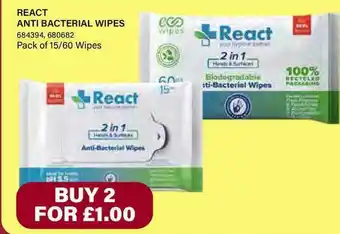 Bestway React Anti Bacterial Wipes offer