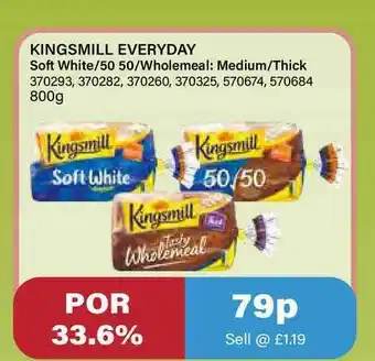 Bestway Kingsmill Everyday Soft White- 50 50-wholemeal: Medium-thick offer