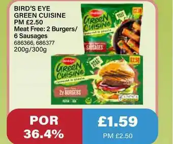 Bestway Bird's Eyegreen Cuisine Meat Free: 2 Burgers - 6 Sausages offer