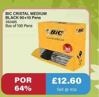Bestway Bic Cristal Medium Box Black 90+10 Pens offer