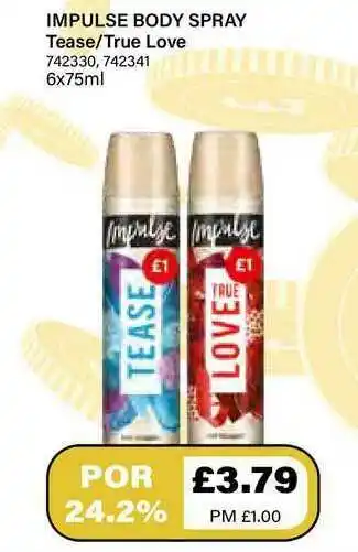 Bestway Impulse Body Spray Tease-true Love offer