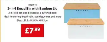 Lidl Ernesto 2-in-1 Bread Bin With Bamboo Lid offer