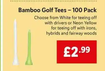 Lidl Bamboo Golf Tees - 100 Pack offer