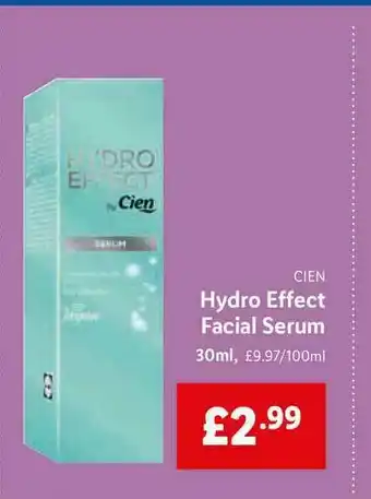 Lidl Cien Hydro Effect Facial Serum 30ml offer