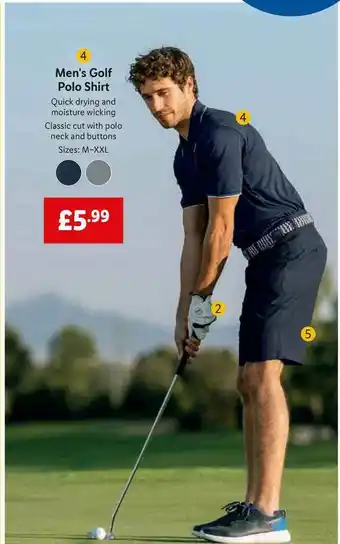 Lidl Men's Golf Polo Shirt offer