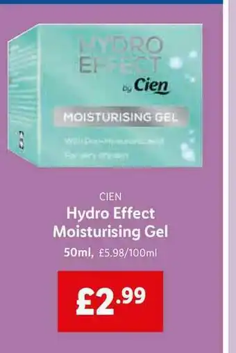 Lidl Cien Hydro Effect Moisturising Gel 50ml offer