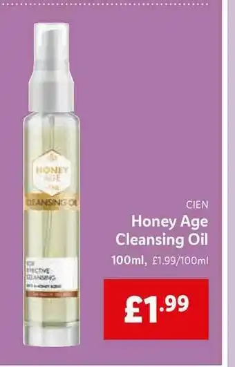 Lidl Cien Honey Age Cleansing Oil 100ml offer