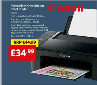 Lidl Canon Pixma All-in-One Wireless Inkjet Printer offer