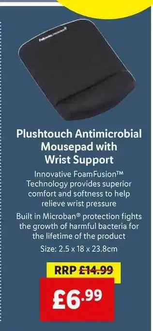 Lidl Plushtouch Antimicrobial Mousepad With Wrist Support offer
