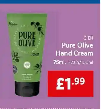 Lidl Cien Pure Olive Hand Cream offer