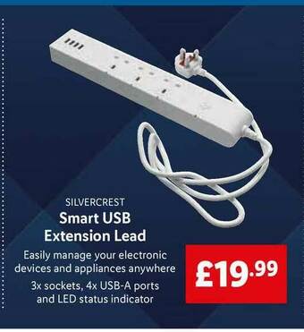 Lidl Silvercrest Smart USB Extension Lead offer