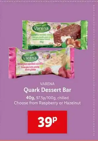Lidl Varena Quark Dessert Bar 40g offer