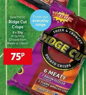 Lidl Snaktastic Ridge Cut Crisps 6 X 30g offer
