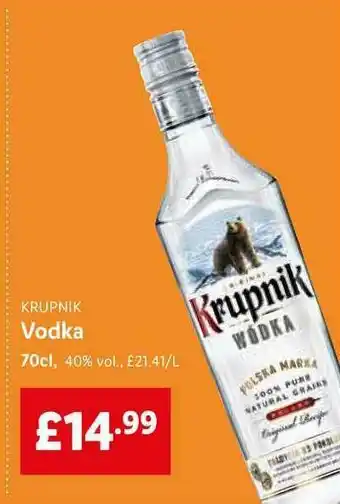 Lidl Krupnik Vodka 70cl offer