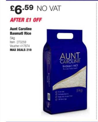Costco Aunt caroline basmati rice offer