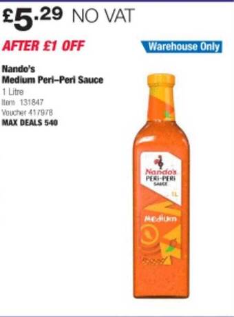 Costco Nando's medium peri-peri sauce offer