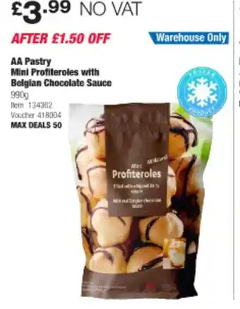 Costco Aa pastry mini profiteroles with belgian chocolate sauce offer