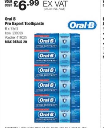 Costco Oral b pro expert toothpaste offer