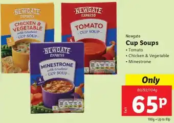 Lidl Newgate Cup Soups 80/92/104g offer