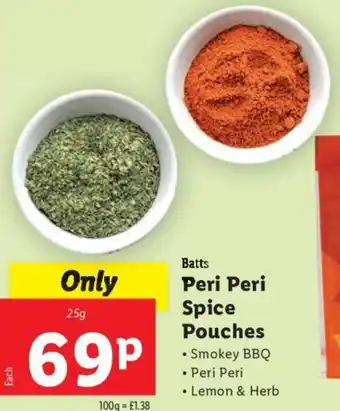 Lidl Peri Peri Spice Pouches 25g offer