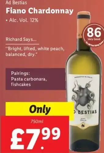 Lidl Fiano Chardonnay 750ml offer