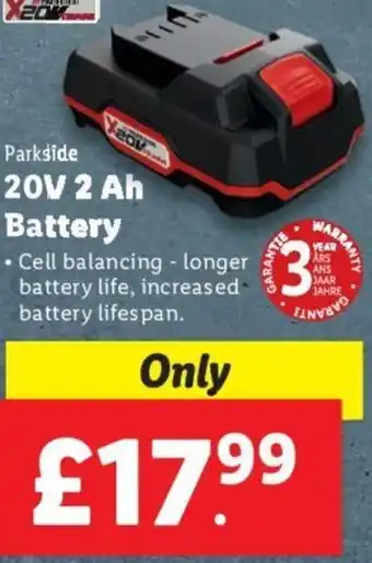 Lidl 20V 2 Ah Battery offer