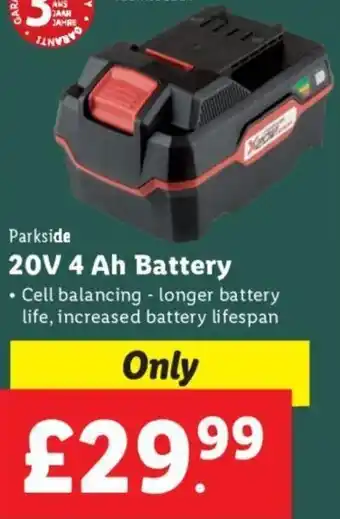 Lidl 20V 4 Ah Battery offer