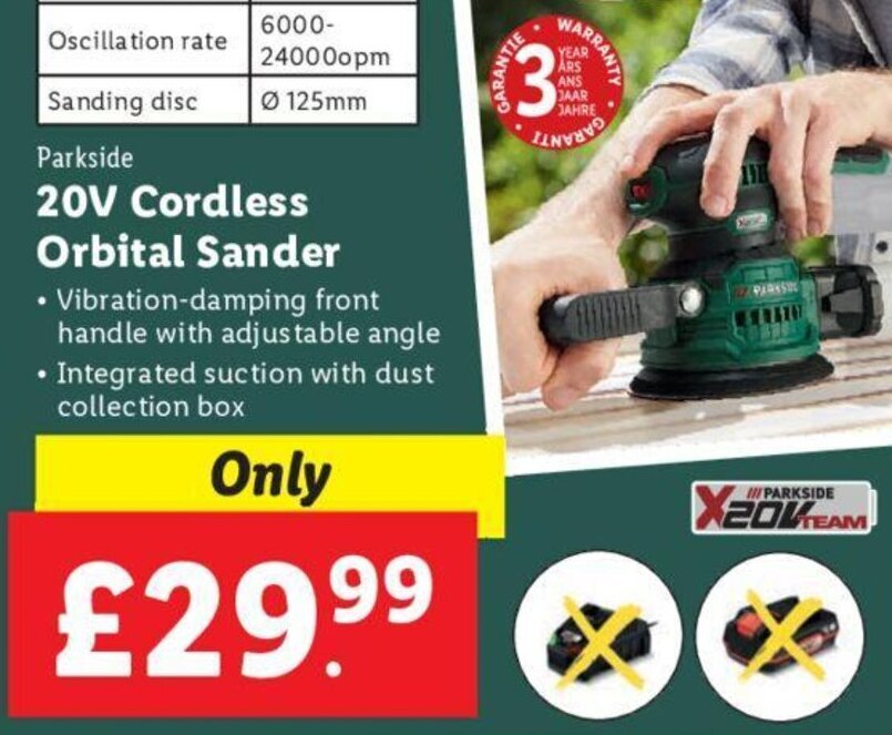 Cordless discount sander lidl