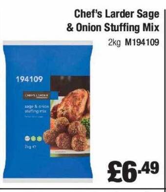 Booker Wholesale Chef's larder sage & onion stuffing mix offer