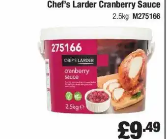 Booker Wholesale Chef's larder cranberry sauce offer