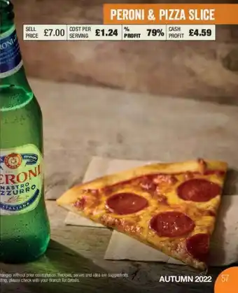 Booker Wholesale Peroni & pizza slice offer
