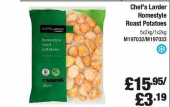 Booker Wholesale Chef's larder homestyle roast potatoes offer
