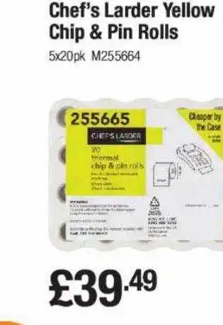 Booker Wholesale Chef's larder yellow chip & pin rolls offer