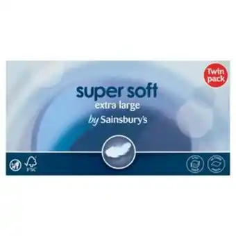 Sainsbury's Sainsbury's super soft extra larg size 3 ply tissues twin pack x66 sheets offer