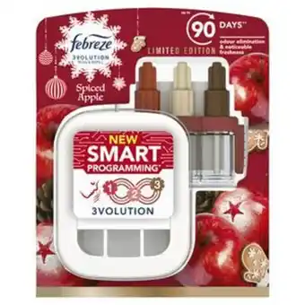 Sainsbury's Febreze 3volution spice apple smart programming air freshener plug in starter kit 20ml offer