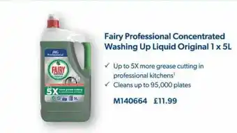 Booker Wholesale Fairy professional concertrated washing up liquid original offer