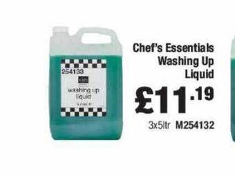 Booker Wholesale Chef's essentials washing up liquid offer