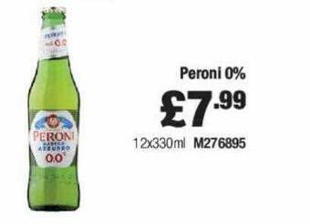 Booker Wholesale Peroni 0% offer