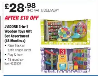 Costco J'adore 3-in-1 wooden toys gift set assortment (18 months+) offer