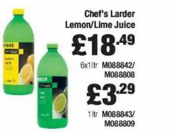 Booker Wholesale Chef's larder lemon-lime juice offer